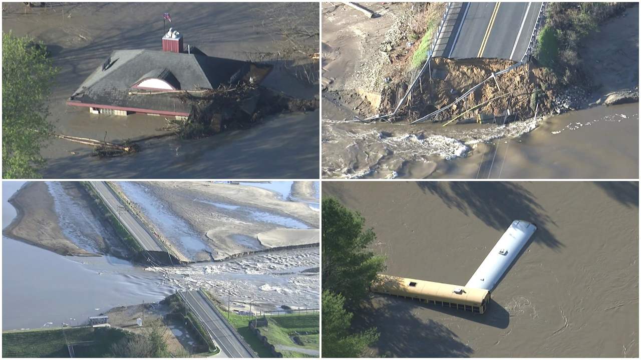 Aerial video shows complete devastation caused by dam failures in mid-Michigan