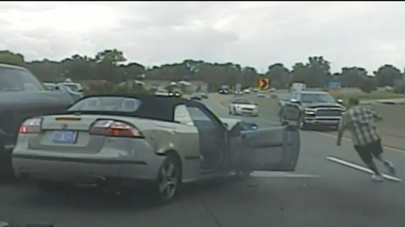 Video shows suspected shoplifter fleeing police on I-94 in Chesterfield Township