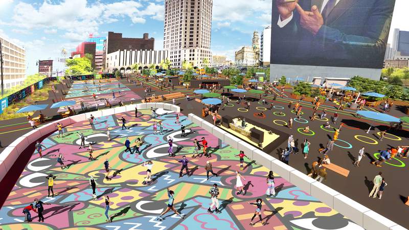 Outdoor roller rink, art and music coming to Downtown Detroit’s Monroe Blocks