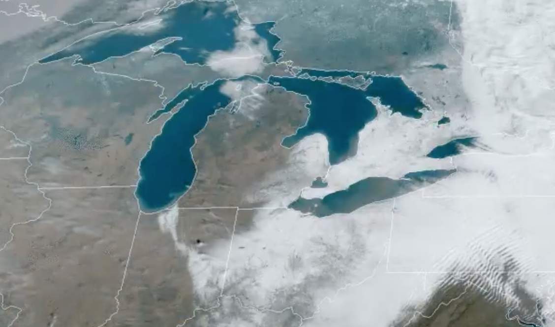 Look at this amazing satellite imagery of snow storm sweeping over Michigan