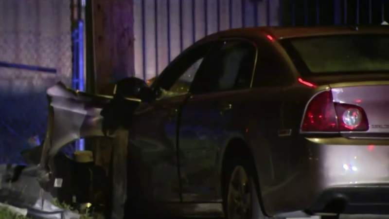 Teen hospitalized after stolen vehicle crashes into pole in Detroit amid police chase