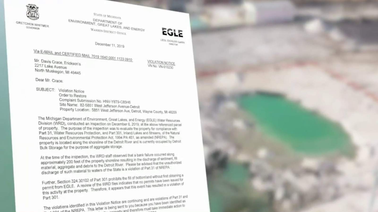 City of Detroit pursuing legal action against owners of toxic site that collapsed into Detroit River