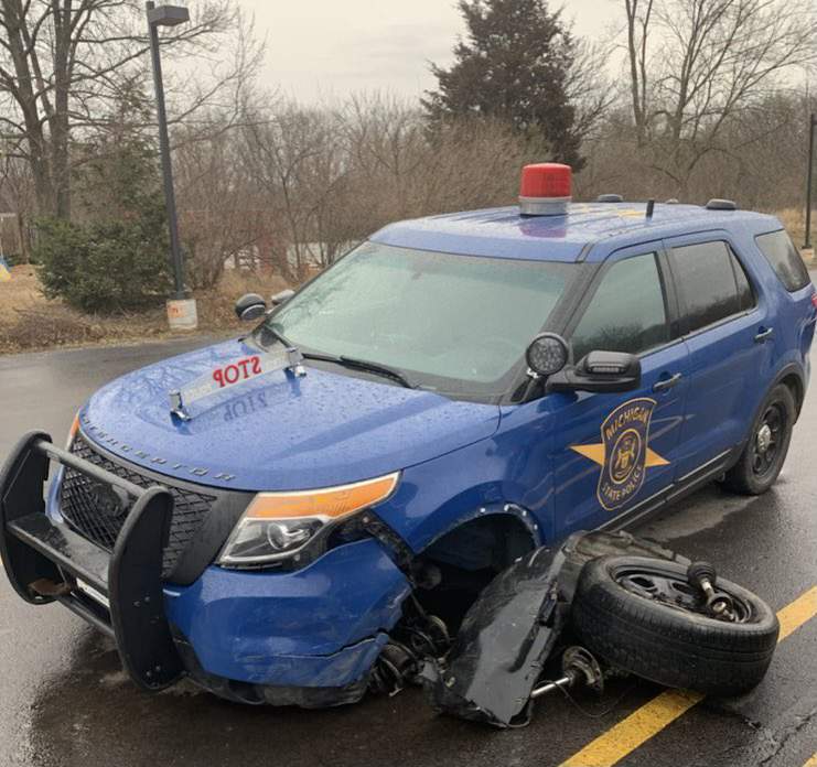 Michigan State Police patrol car struck on M-14 in Ann Arbor by drunk driver