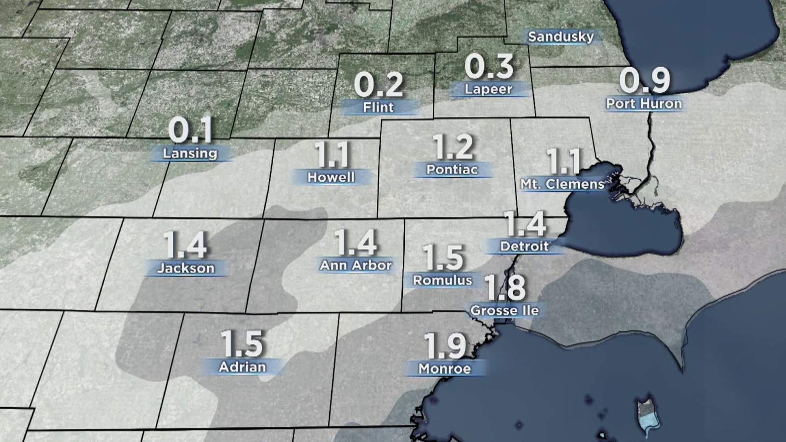 Metro Detroit weather: Cloudy, cold Sunday night; a bit more snow Monday