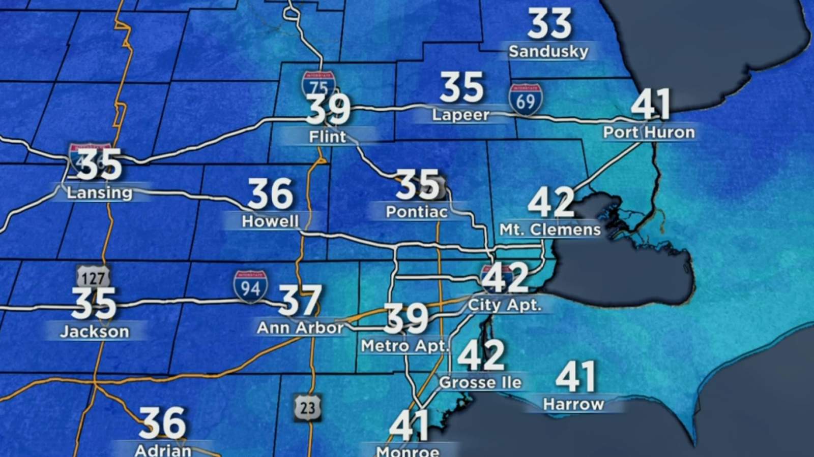 Metro Detroit weather: Upper 40s this afternoon