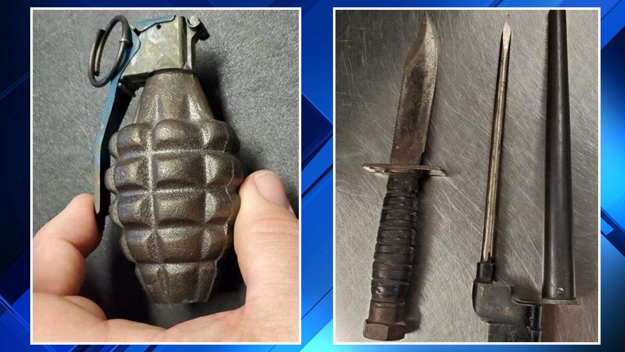 Military weapons collector tries to get through DTW security with empty grenade, bayonet, knife in carry-on, TSA says