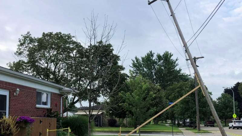 Homeowner takes action after severe weather causes utility pole to lean dangerous close to Trenton home
