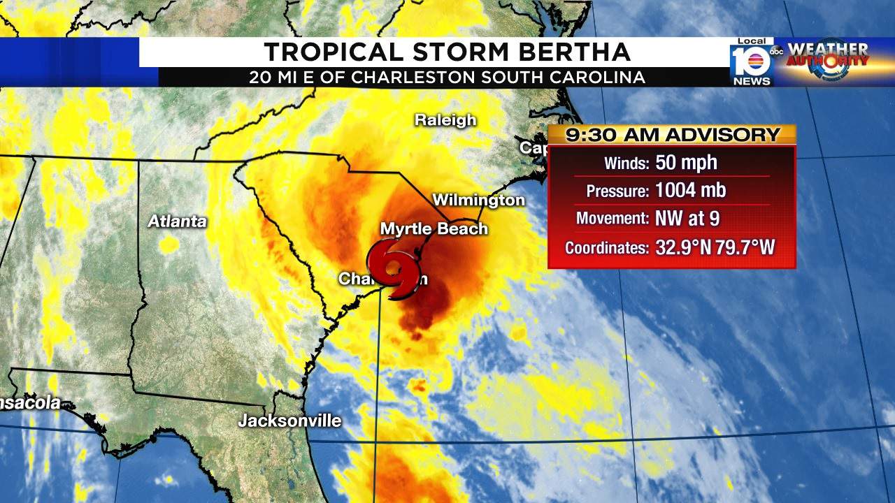 Tropical Storm Bertha forms, hits South Carolina coast