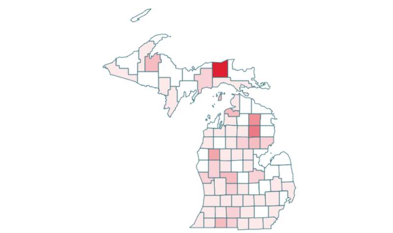 Tracking COVID-19 weekly growth factor by Michigan county