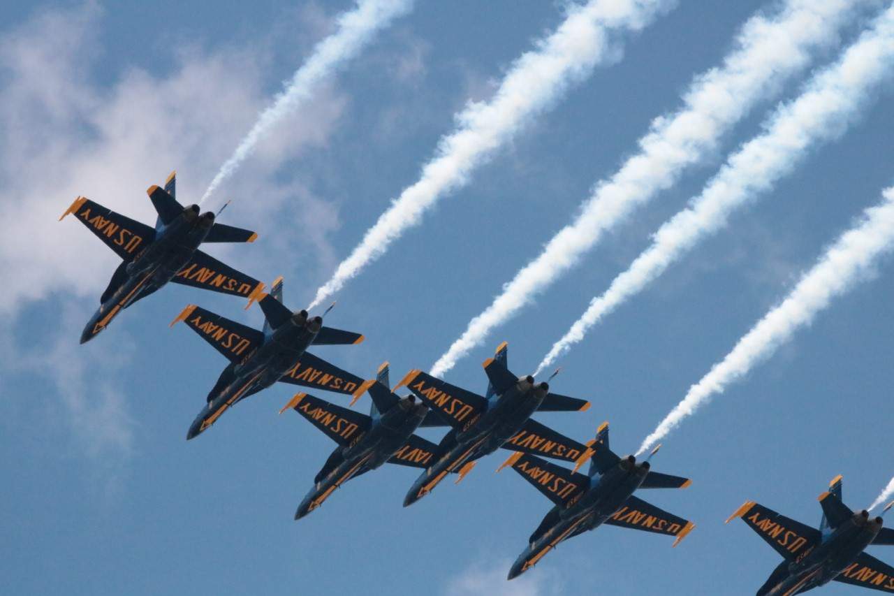 Blue Angels Fly over Flight in Detroit, MI on May 12, 2020