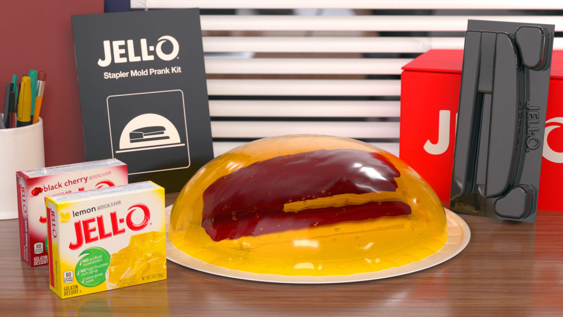 You could win a JELL-O stapler mold prank kit and recreate ‘The Office’ prank