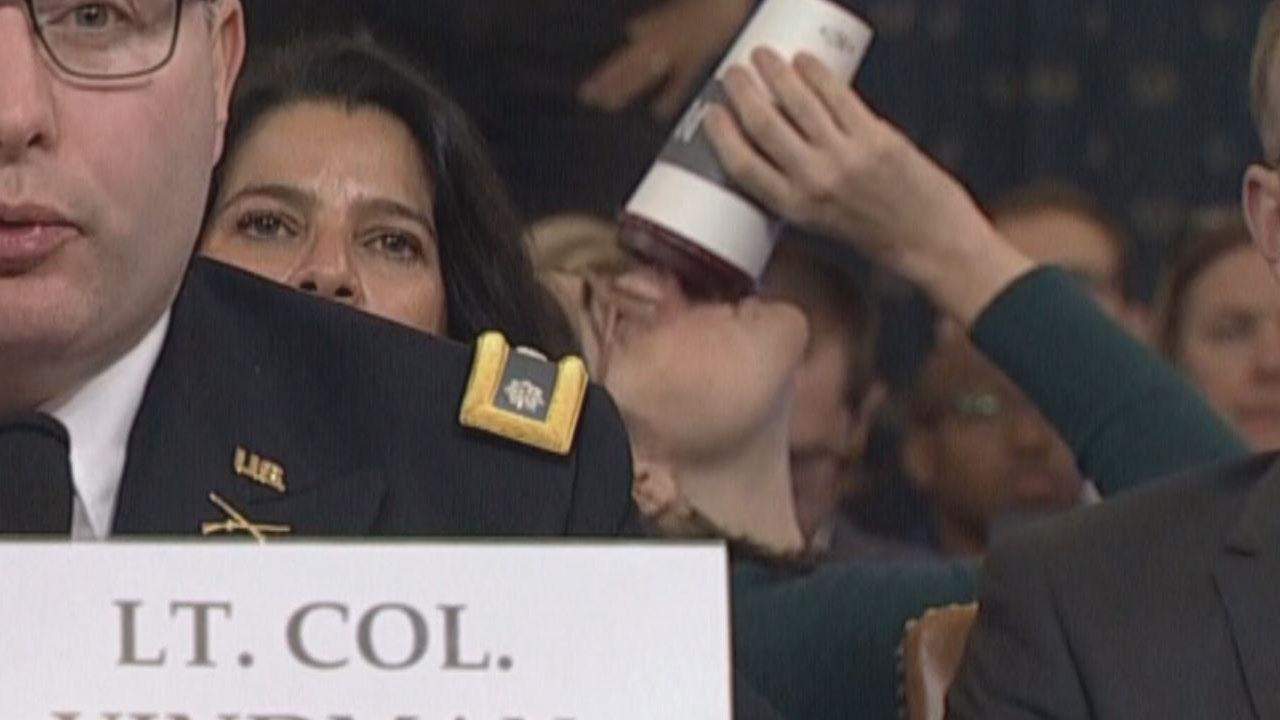 Who Was the Woman Chugging Coffee at the Impeachment Hearing?