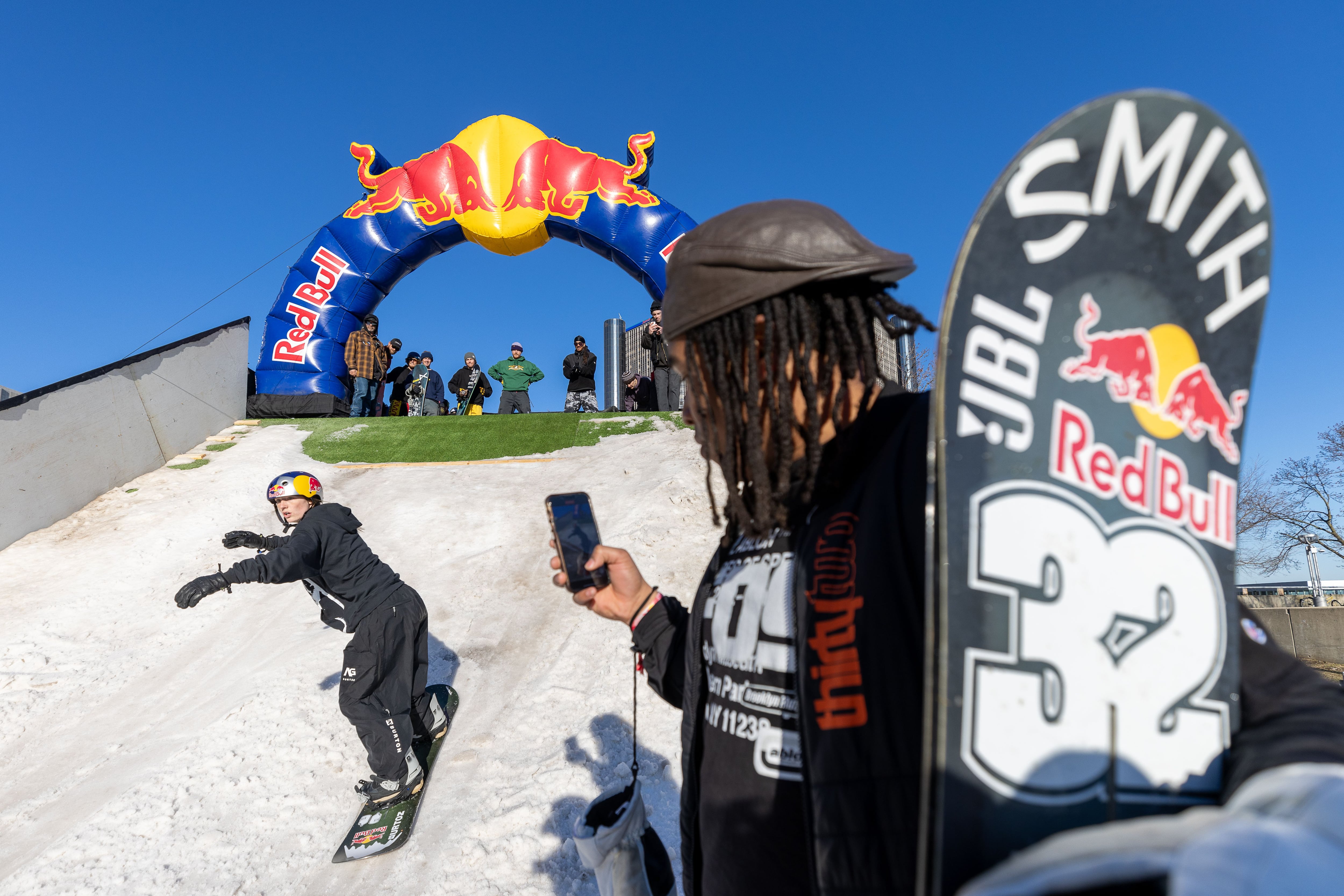 Photos: Red Hart Plaza into snowboarder's paradise for heavy metal competition