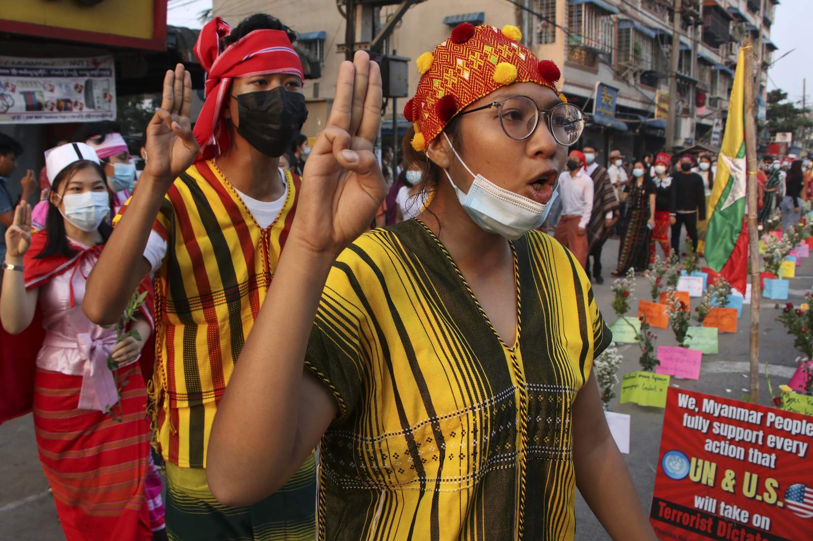 Myanmar junta uses force on streets; US, UK target finances