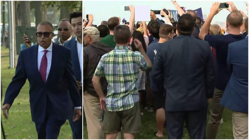 James Craig shouted down by protesters on Belle Isle while announcing run for governor