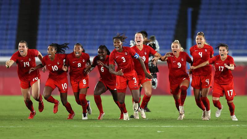 Canada wins landmark women's soccer gold medal on penalty kicks