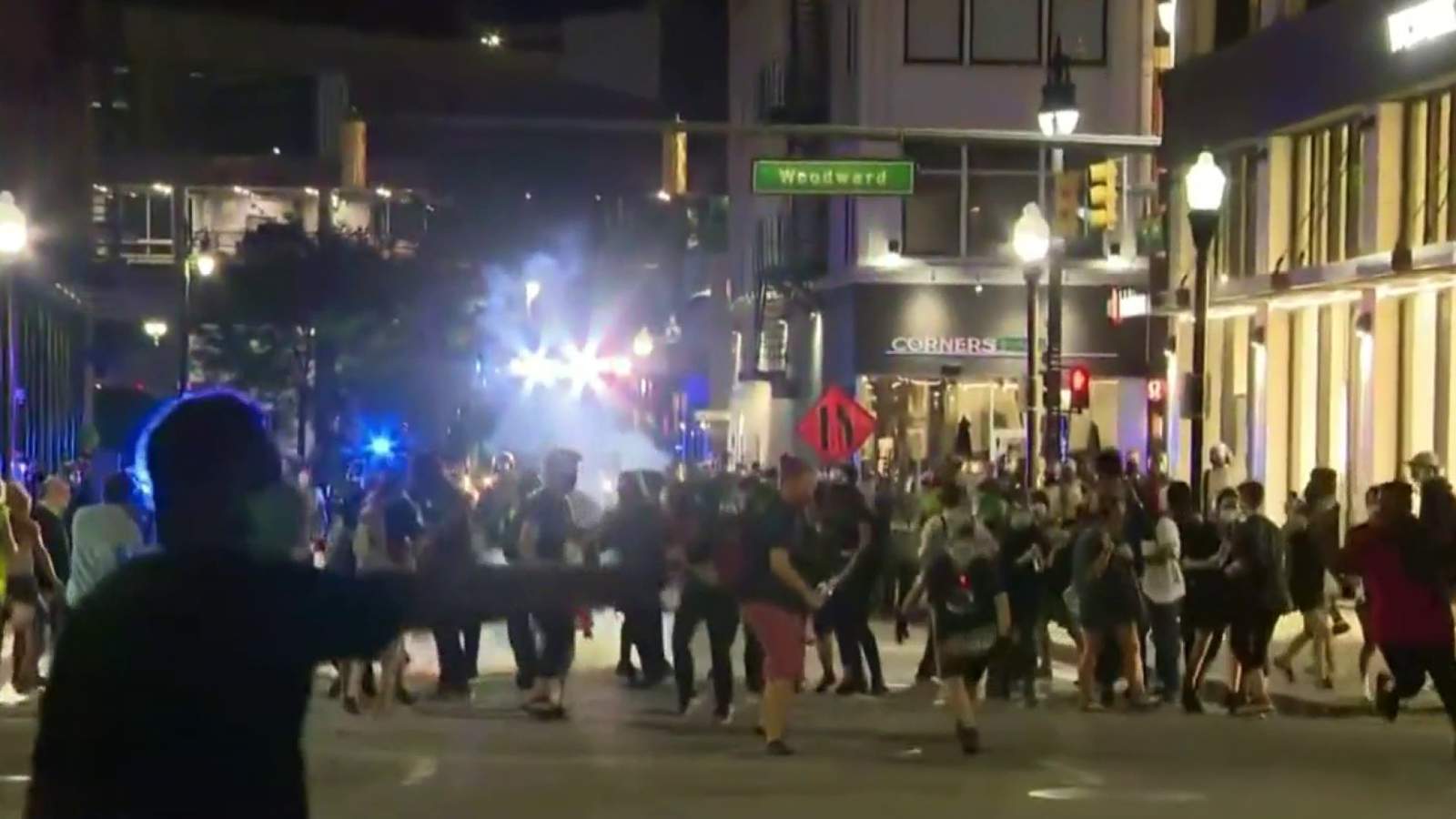 Dozens tear-gassed, arrested on Woodward Avenue amid Downtown Detroit protest