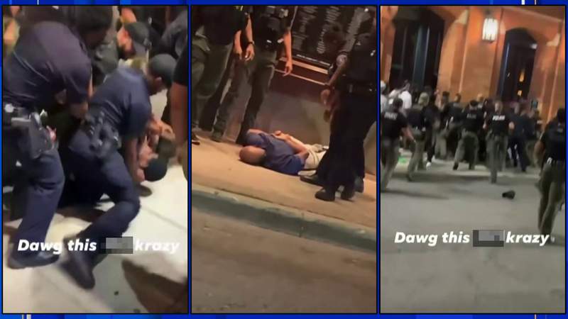 Viral video captures Detroit police officers in massive brawl in Greektown