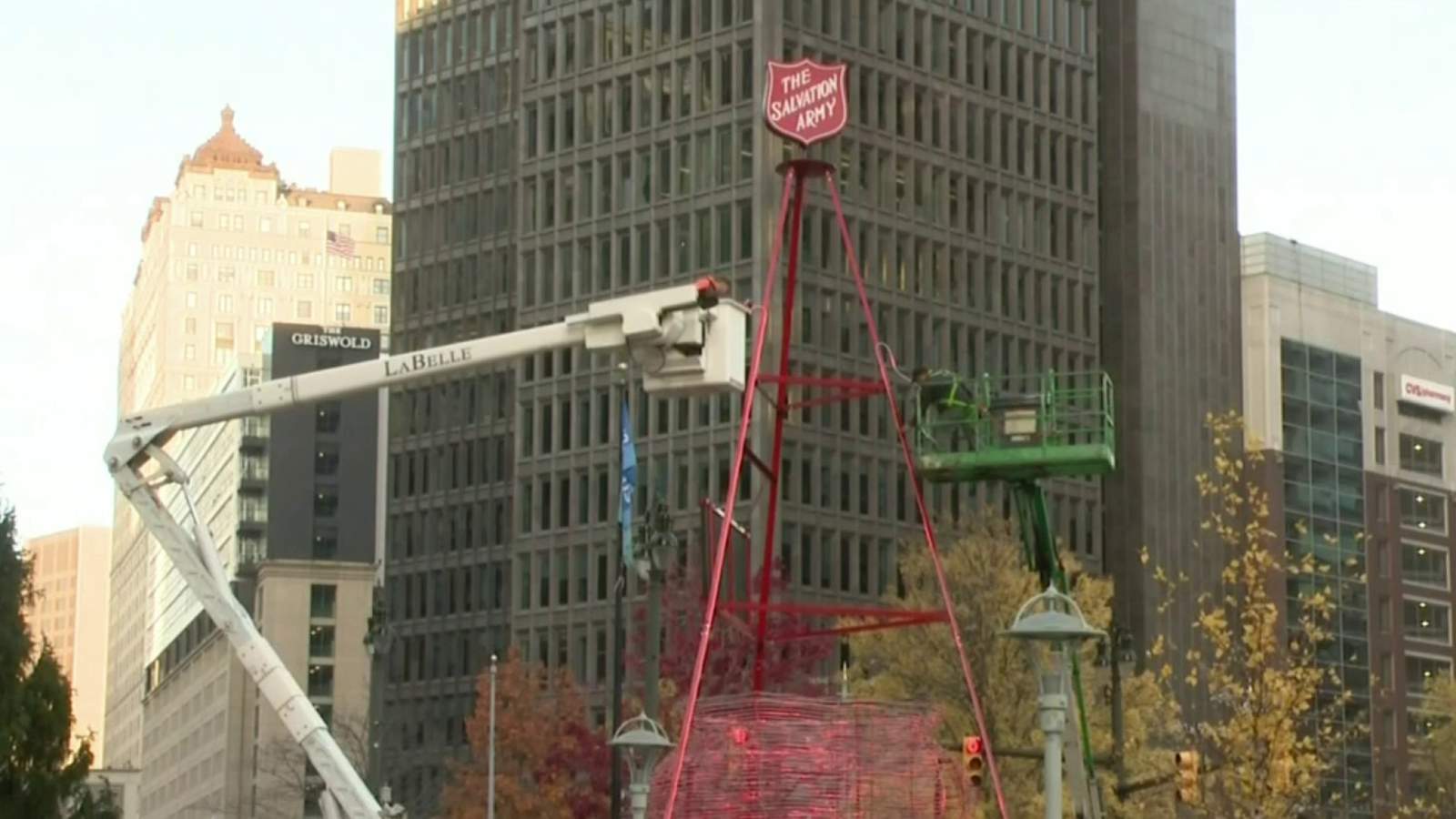 Salvation Army sets up giant red kettle in Downtown Detroit
