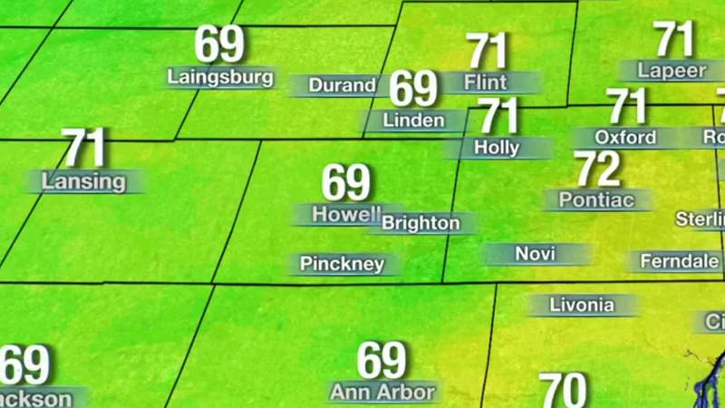 Humidity going up along with temperatures and the chance of showers and storms, Sunday