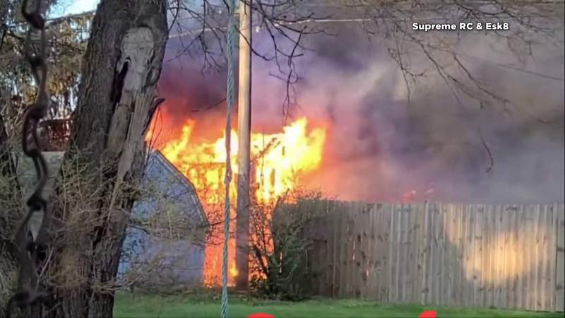 Family, pets safe after massive Commerce Township house fire