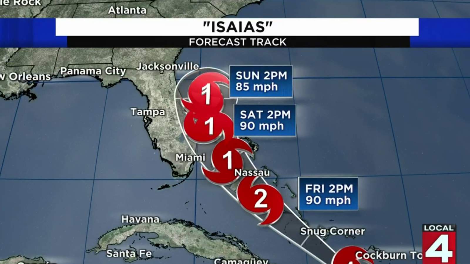 Hurricane Isaias churns through Bahamas as Florida prepares