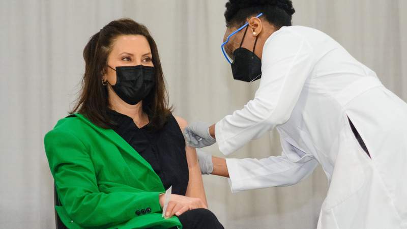 Michigan Gov. Gretchen Whitmer receives second dose of COVID-19 vaccine