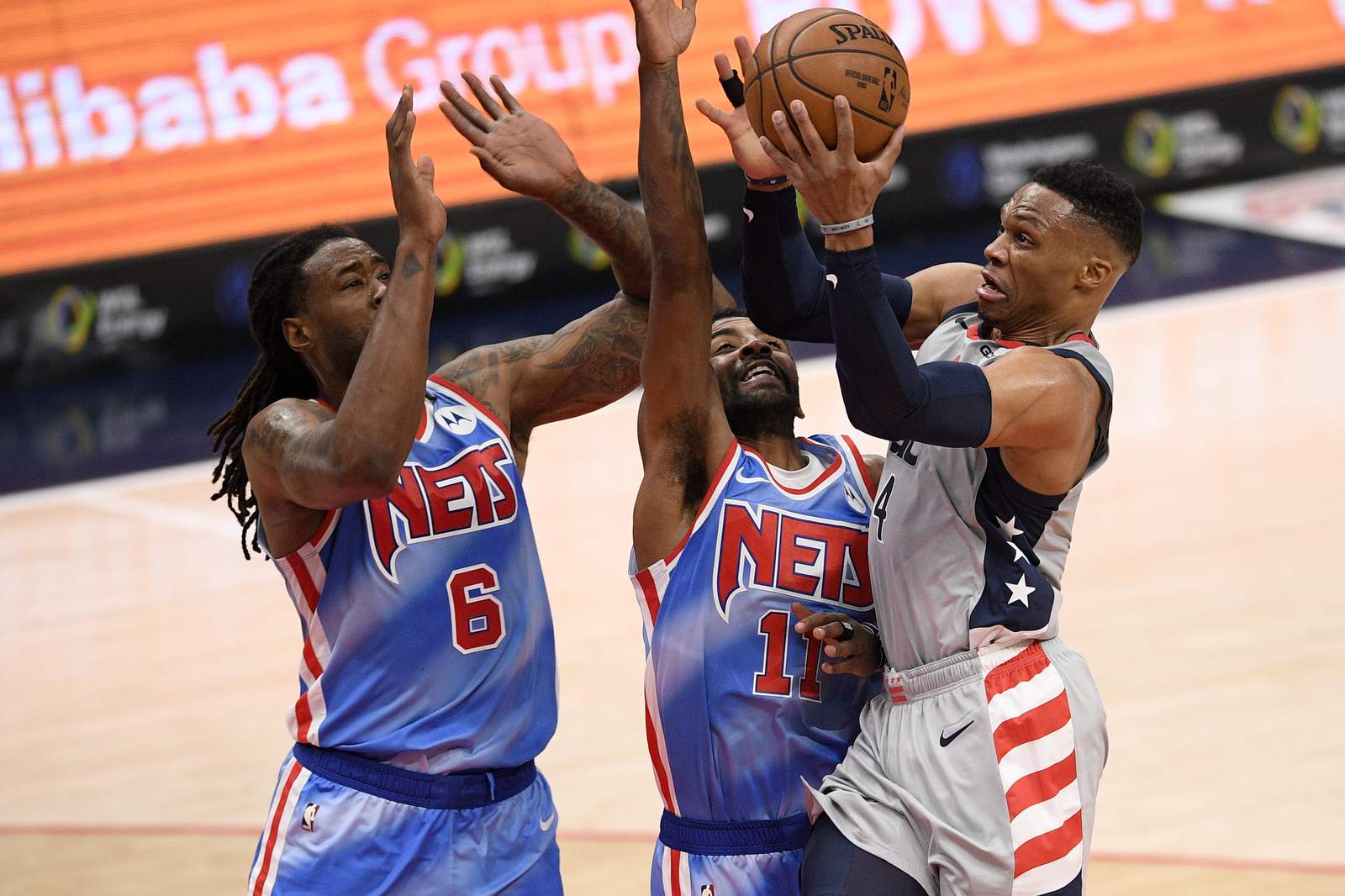 Westbrook, Beal hit late 3s, Wizards stun Nets 149-146