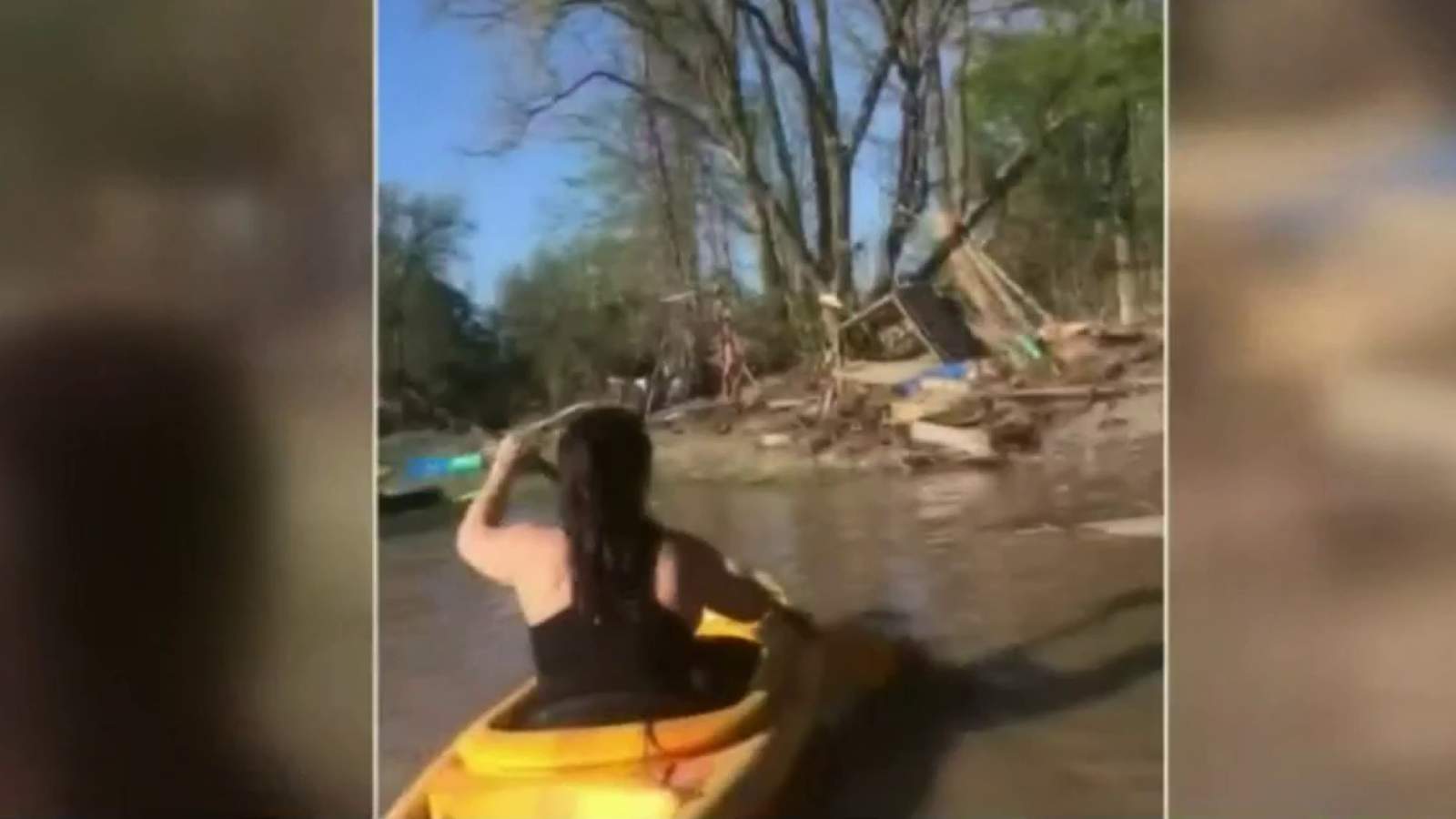 Sanford woman kayaks to floating home swept away by flood to recover mother’s ashes
