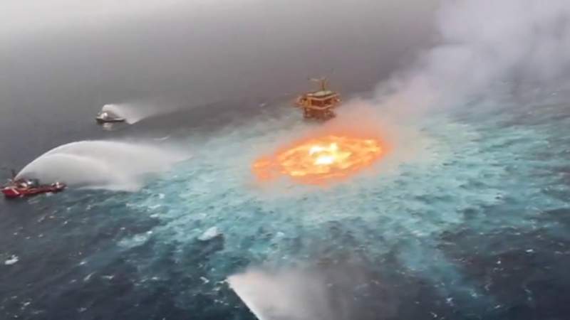 Undersea gas pipeline rupture causes fire in Gulf of Mexico