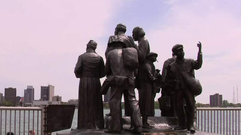 Gateway to Freedom monument in Detroit damaged
