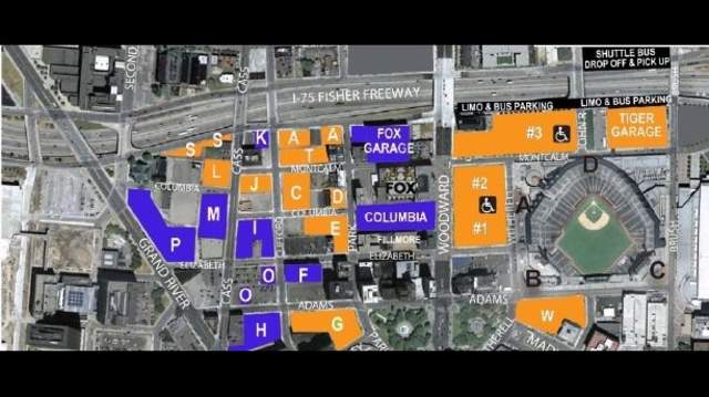 Parking maps for Detroit Tigers, Detroit Lions Monday games