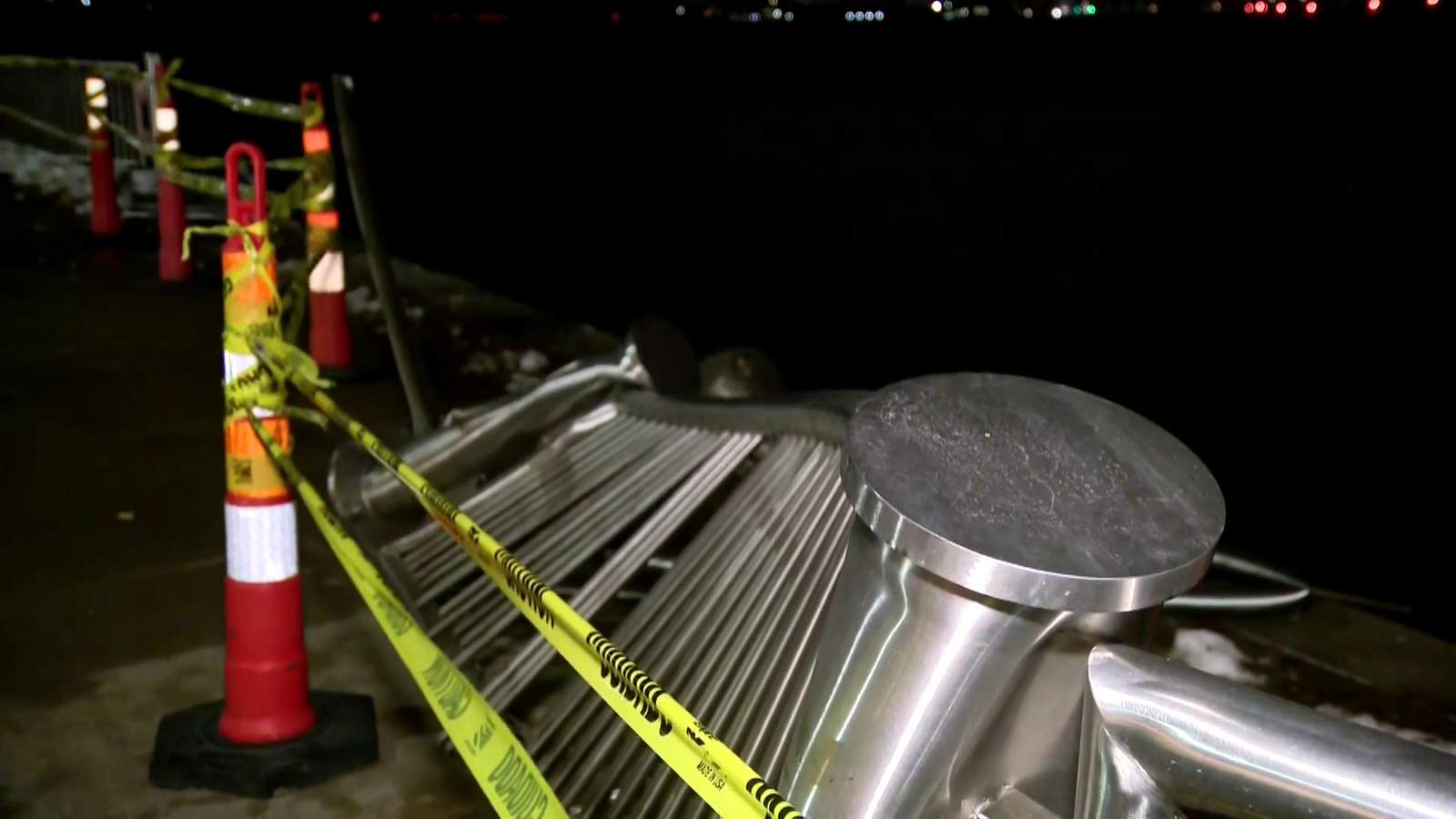 Yacht strikes seawall guard rail along Detroit riverfront