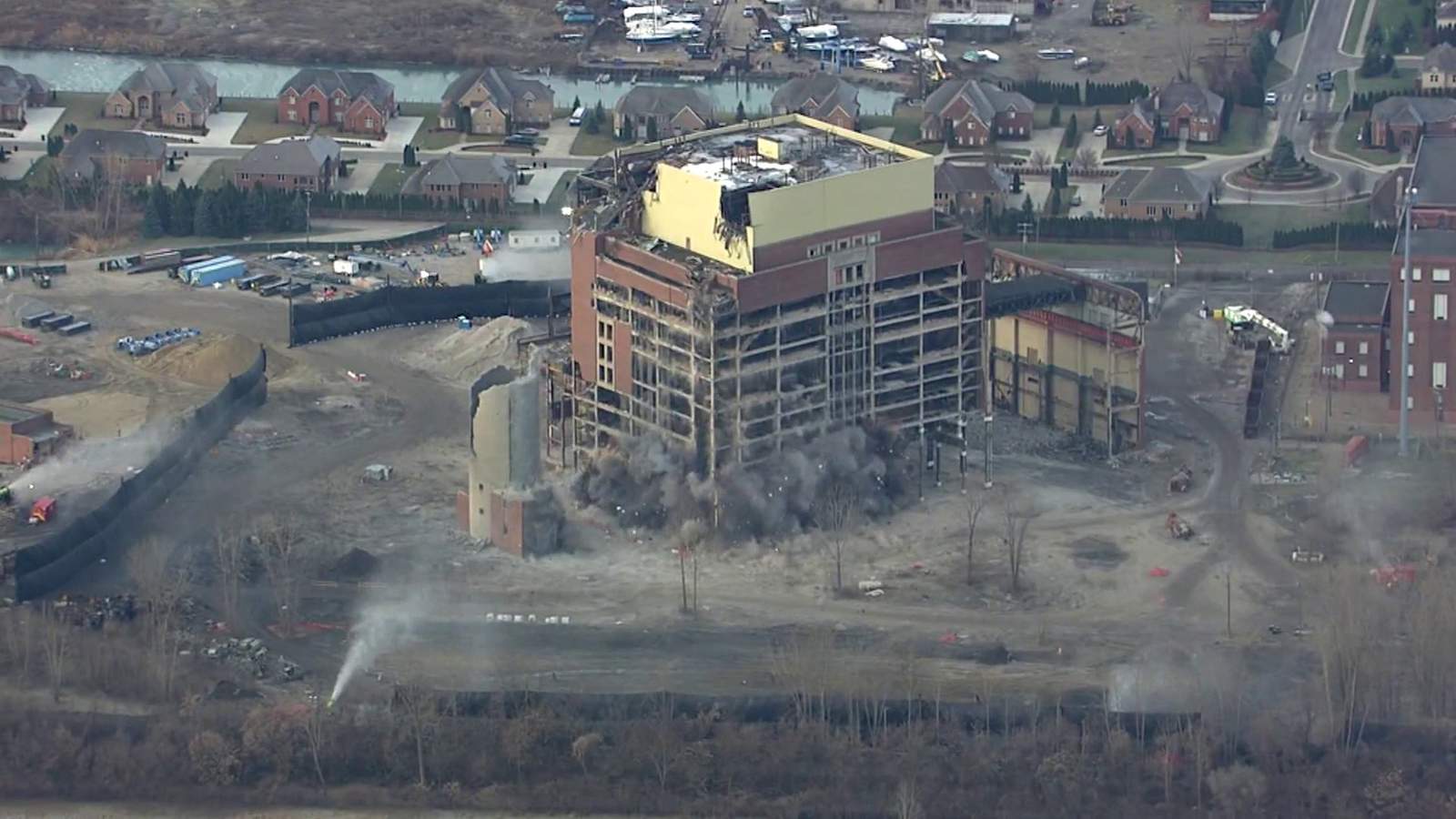 WATCH: DTE Energy implodes old Detroit power plant