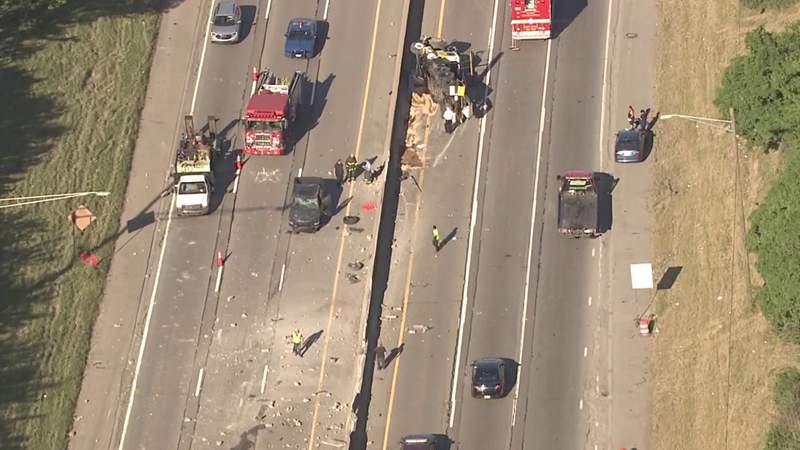 I-94 traffic stifled in Detroit after vehicle strikes concrete median, spewing debris onto roadway