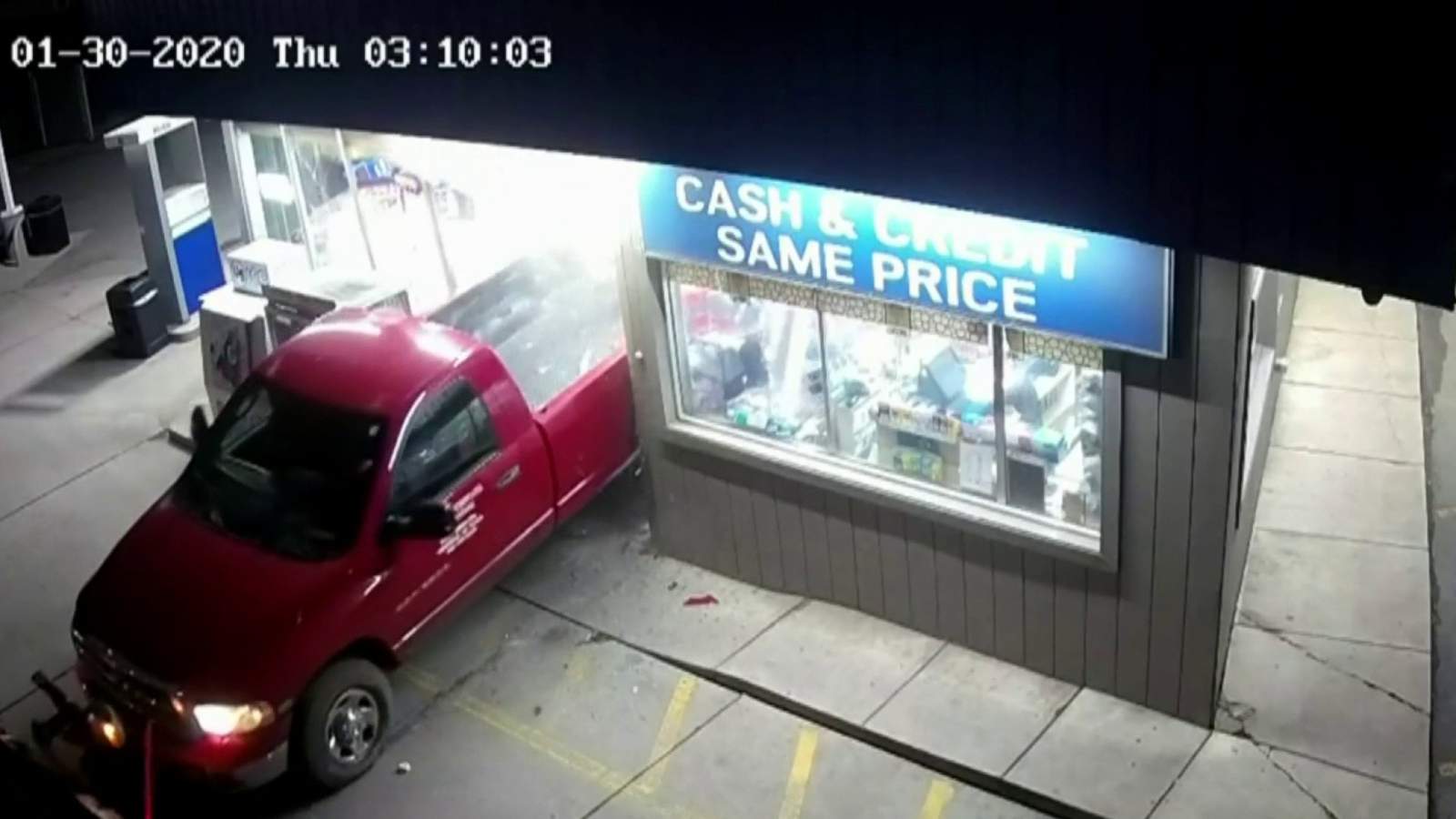 Stolen truck with snow plow used to break into Melvindale gas station