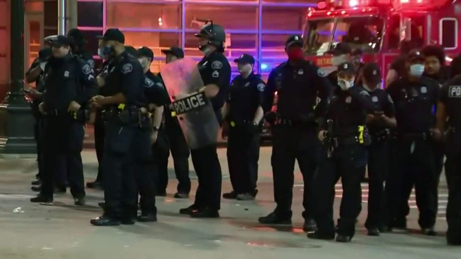 Protesters clash with Detroit police late Friday night