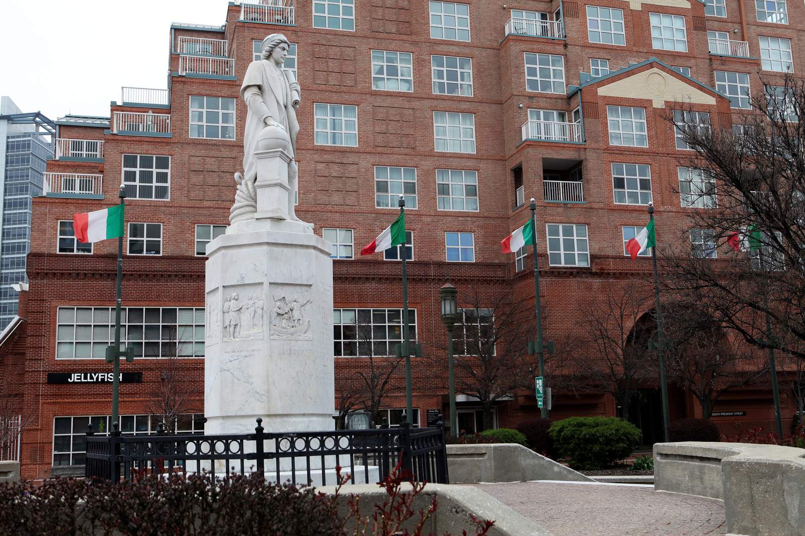 Columbus statue toppled by Baltimore protesters
