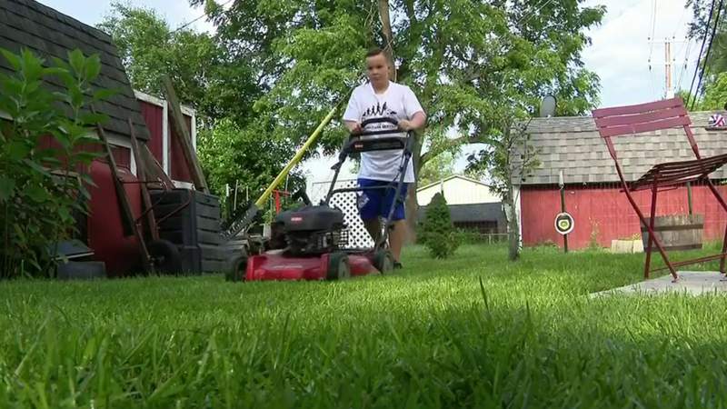 10-year-old Flat Rock boy is on mission to help others by mowing 50 lawns for free