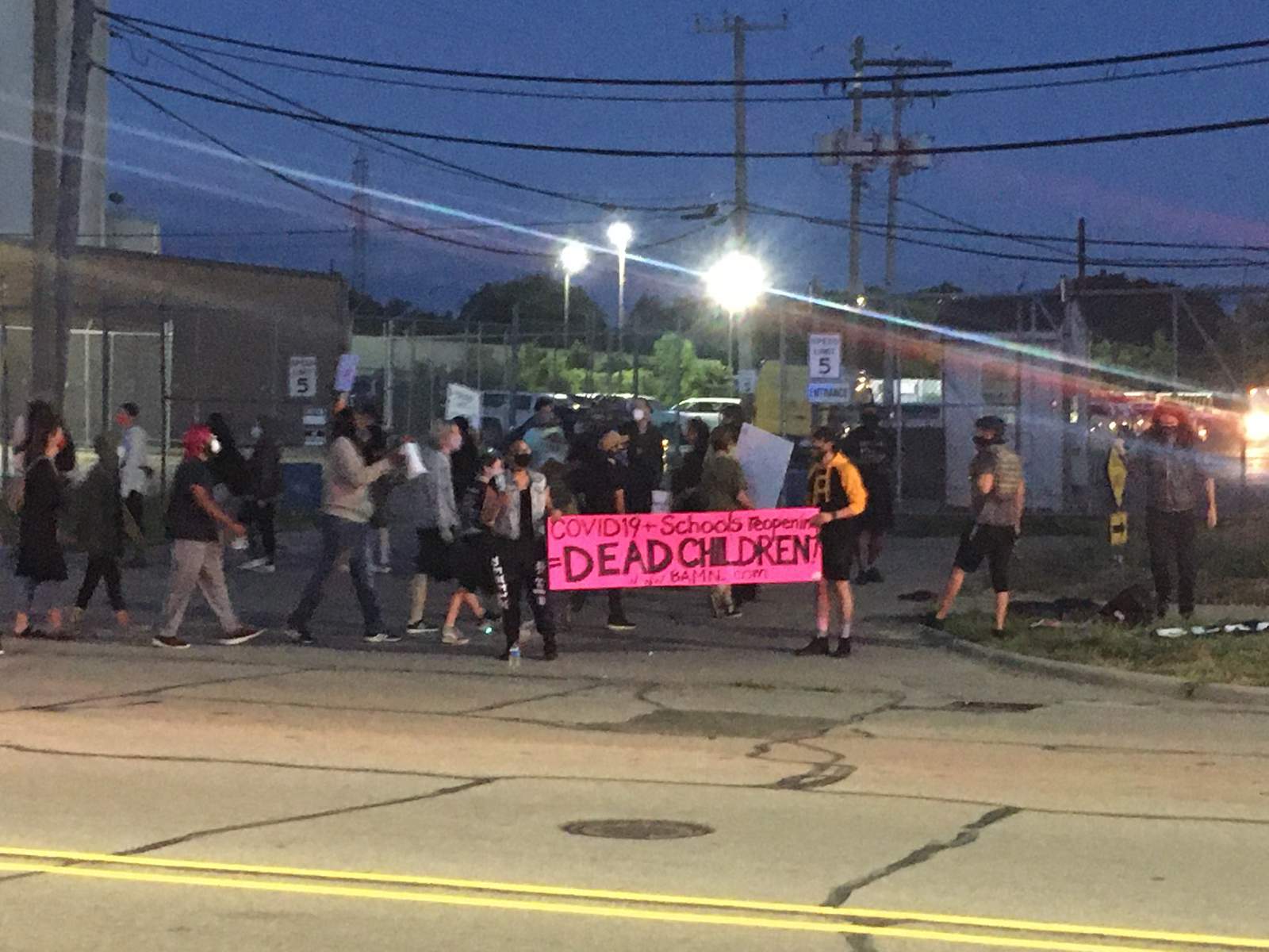 Protesters block DPSCD bus yard on first morning of in-person summer school