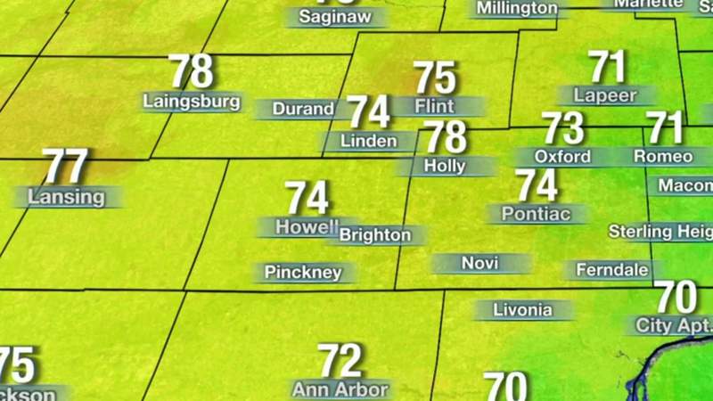 Metro Detroit weather: Scattered showers the second half of Monday