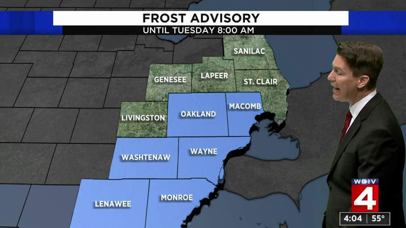 Frost advisory issued for Oakland, Macomb, Washtenaw, Wayne, Monroe and Lenawee counties