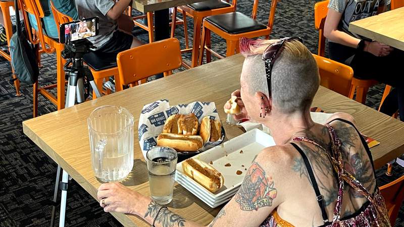 New record: Woman eats 50 chili dogs in 22 minutes at Michigan bar