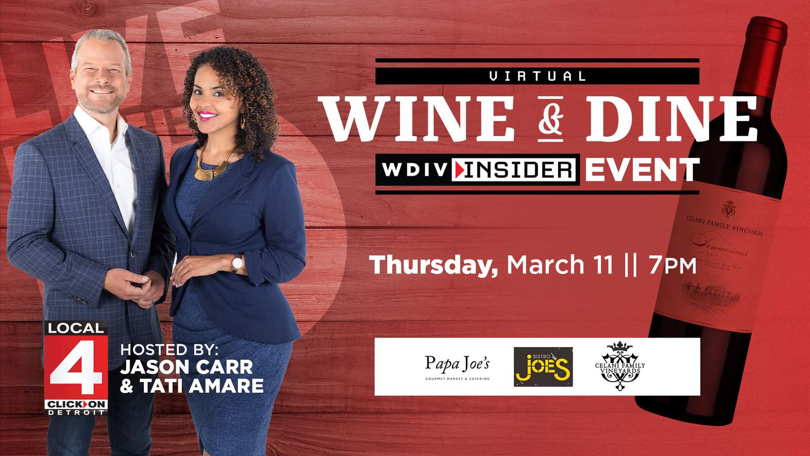 Exclusive to WDIV Insiders: Virtual wine & dine event with Jason Carr, Tati Amare