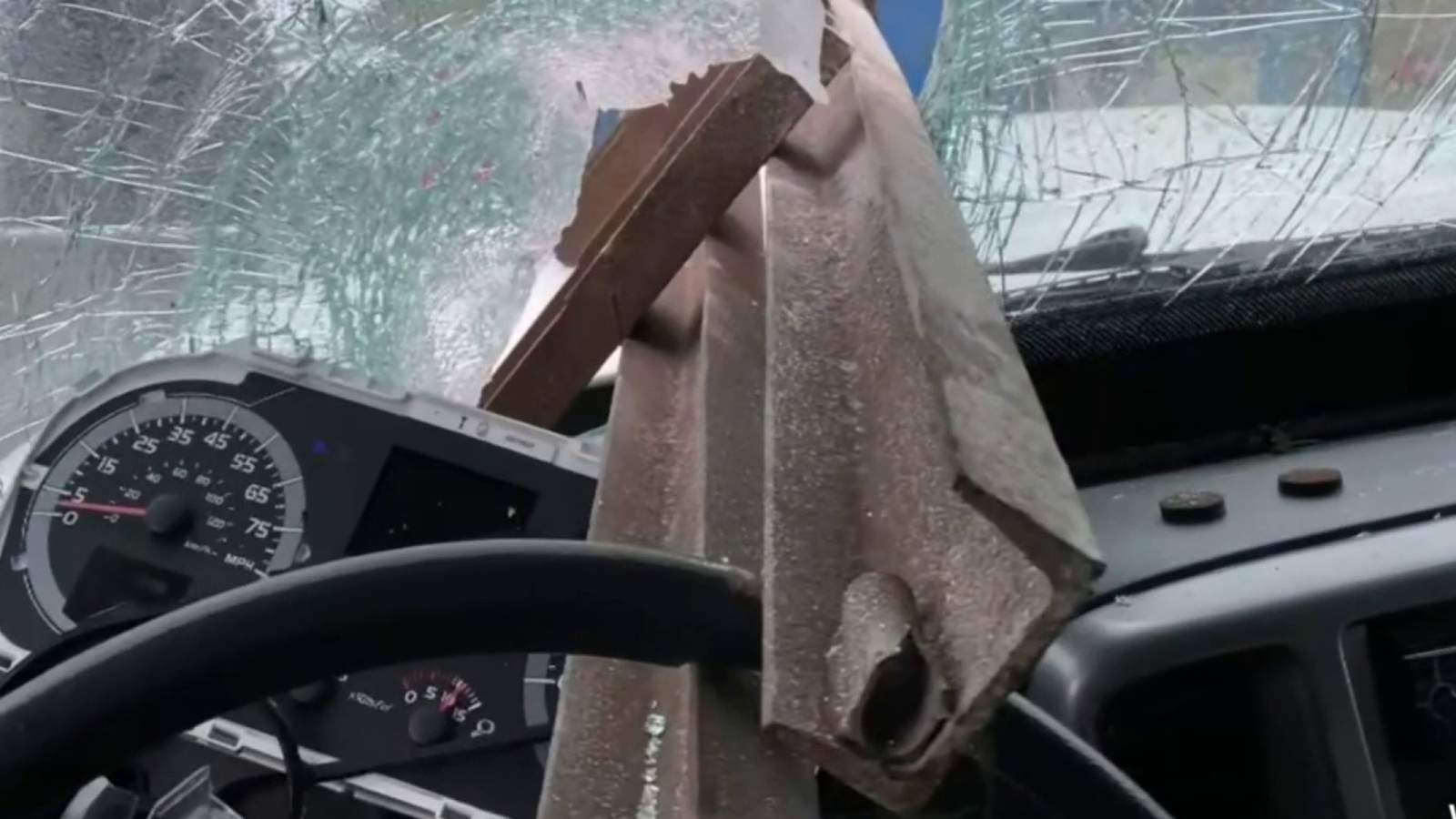 Michigan truck driver’s steering wheel stops steel beam from impaling him on I-96