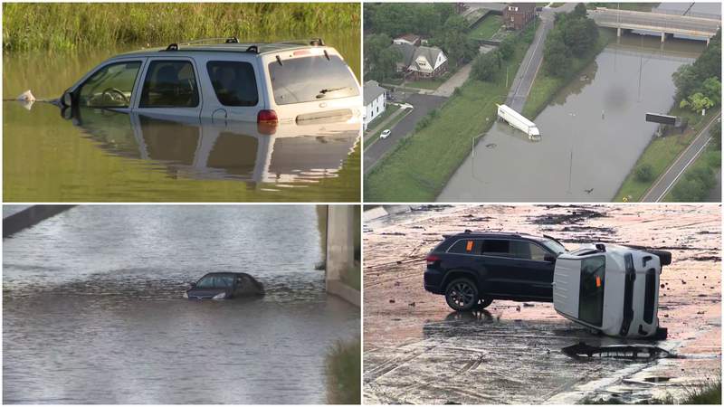 Dozens of photos, video footage show I-94 flooding in Metro Detroit, cars underwater, messy aftermath