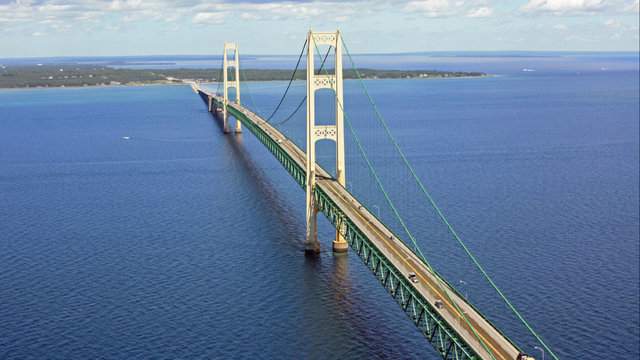 See Michigan's Mackinac Bridge from the International Space Station