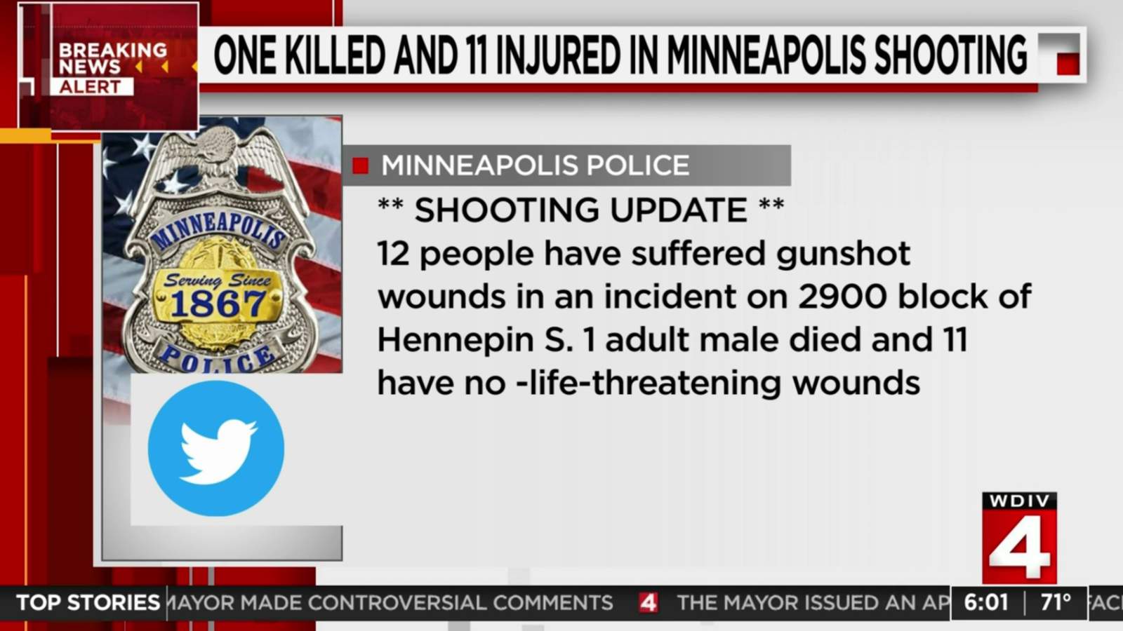 1 man dead, 11 people wounded in Minneapolis shooting