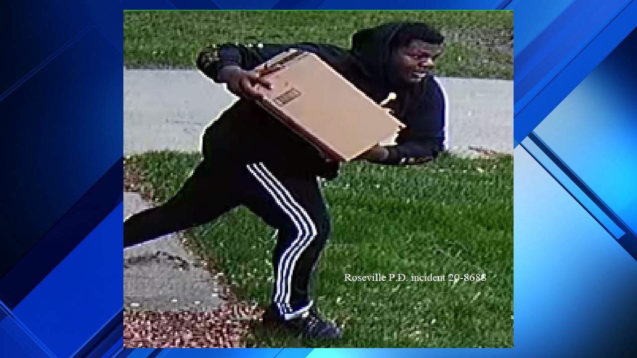 Man seen running off with Amazon package stolen from Roseville porch, police say