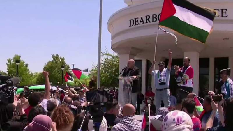 Arab Americans call on Biden to intervene in Israel-Palestinian conflict, protest president’s Dearborn visit